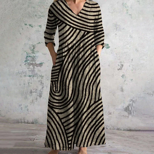 Kyla™ | Vintage stripete maxi-kjole